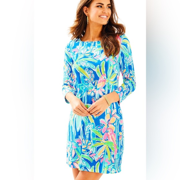 Lilly Pulitzer Dresses & Skirts - Lilly Pulitzer Marlowe Boatneck T-Shirt Jungle Hoppin" Tropical Dress, S, NWOT